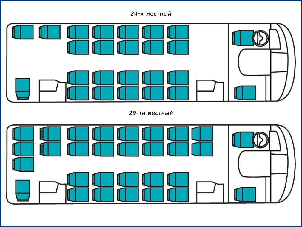 Схема мест автобуса на 30 мест