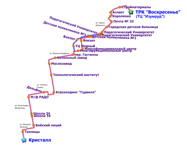 Схема движения общественного транспорта пенза